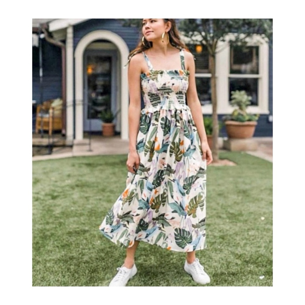 NWOT Anthropologie Corey Lynn Calter Olivia Smocked Midi Dress  Size Small